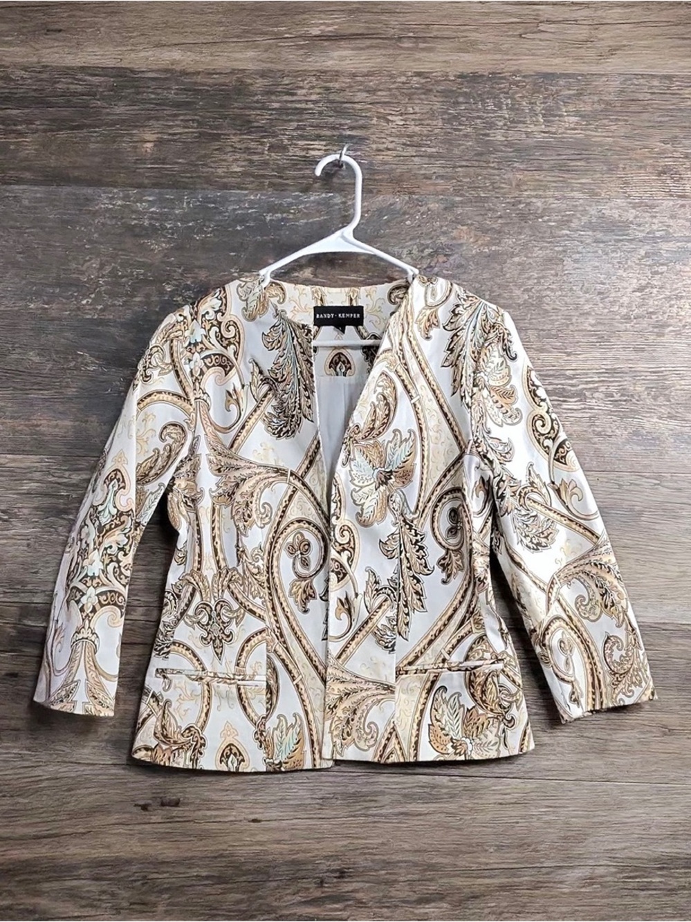 Randy Kemper Cream & Gold Paisley Women's Blazer